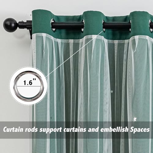 Image of indistar Star Cutout Kids Window Blackout Curtains for Girl Bedroom Window Room Darkening Curtains & Drapes Baby Nursery Curtains (2 Panel,52Wx95L inch,Dark Green)