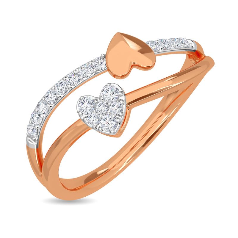 Image of KISNA 14k / 18k Real Gold & Diamond Ring | Diwali, Rakhi Rakshabandhan Gift for Sister /Bhabhi /Women | With Certificate of Authenticity & BIS-Hallmarked Gold Jewellery | Abha Diamond Ring