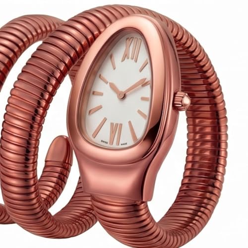 Image of Serpentine Snake Watch for Woman with Spiral Bracelet, Dial Watch for Woman with Quartz, Stylish Analog Waterproof Serpenti Watches Women