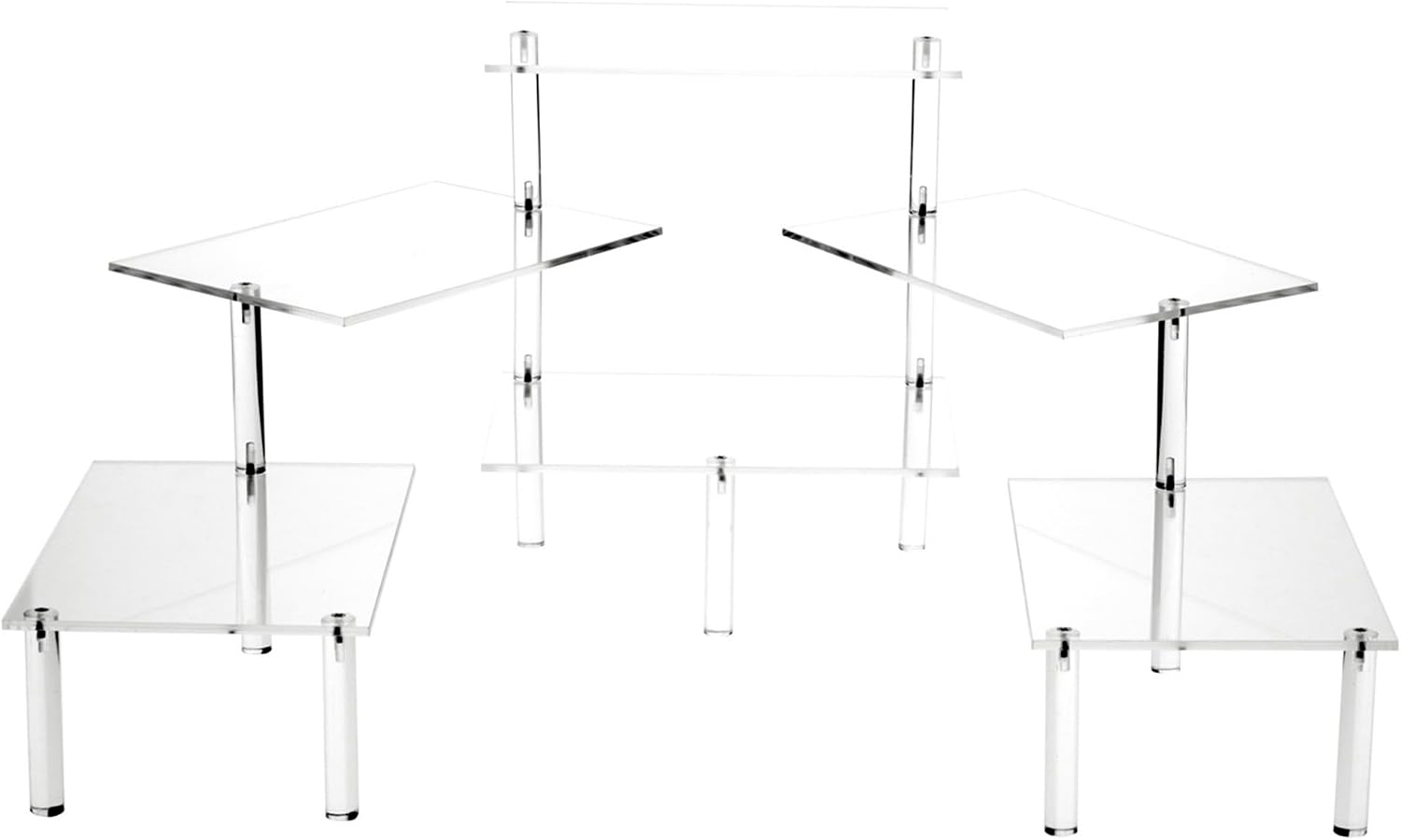 Plymor Clear Acrylic Rectangular 6-Platform Multi-Item Display Riser, 14" H x 54" W