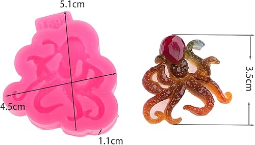 Miniatura 2 de Angel Wings Moldes de silicona con forma de pulpo, molde de resina epoxi brillante brillante para decoración de pasteles, rosa