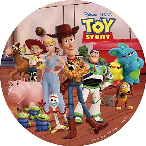 Dekora - Toy Story - Disco Comestible para Decoración de Tartas de Cumpleaños - Personajes Infantiles: Sheriff Woody, Buzz Lightyear, Mr Potato, Marcianos, Rex y Demás , Redondo 20CM Cover
