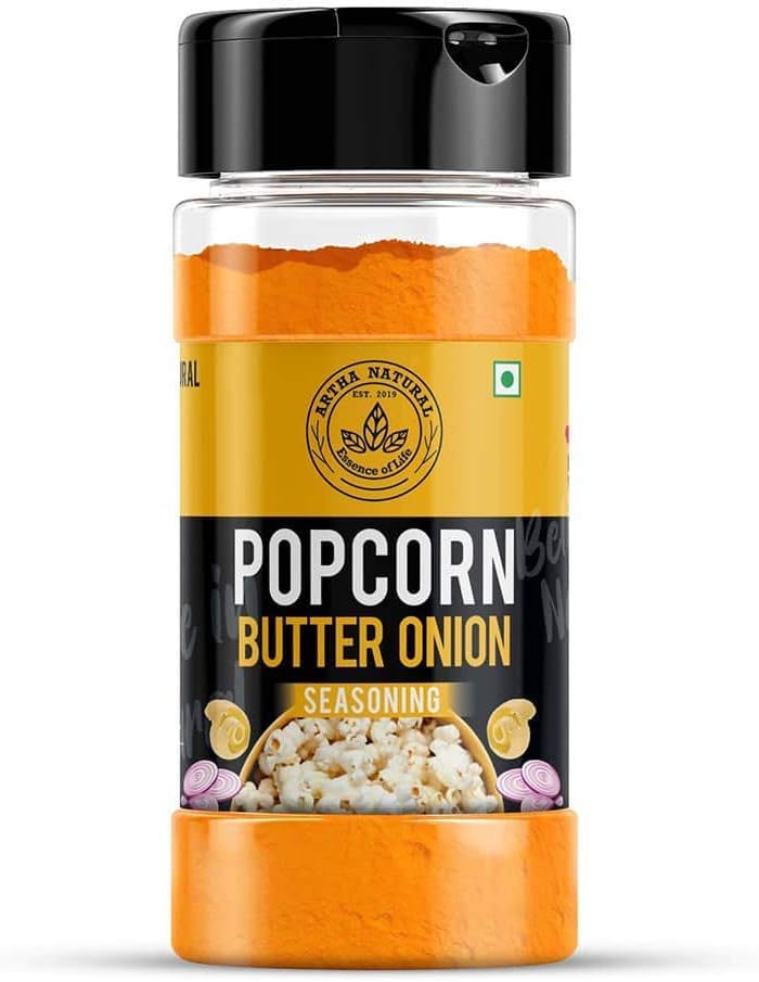 - Artha Natural - Butter Onion Popcorn Seasoning, Shaker Jar Perfect for Pop-Corn - 100gm [Tasteful Butter Onion Seasoning]