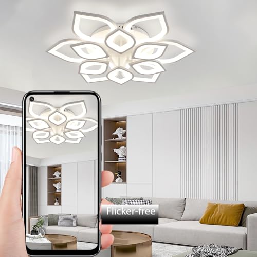 Grand luminaire salon plafonnier LED moderne blanc 80cm pour bureau et chambre - 4