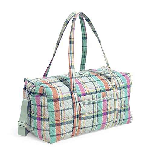 Vera Bradley Women's Cotton Large Travel Duffel Bag, Pastel Plaid - Recycled Cotton, One Size #TOP2