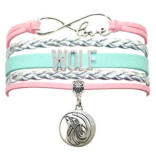 HHHbeauty Wolf Bracelet - Leather Infinity Love Jewelry for Women, Men, Adult Wolf Lovers - Party and Themed Gifts