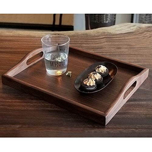 image for TINTON LIFE Walnut Wood Serving Tray with Handle Handmade Food Fruit P