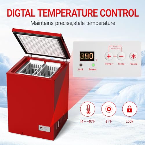 Image of Low temperature Chest Freezer - 3.5 Cu Ft with 2 Removable Baskets - Reach In Freezer Chest 14℉ to -40℉ Match Day Parties, Home Bar Game Day &Soccer Party