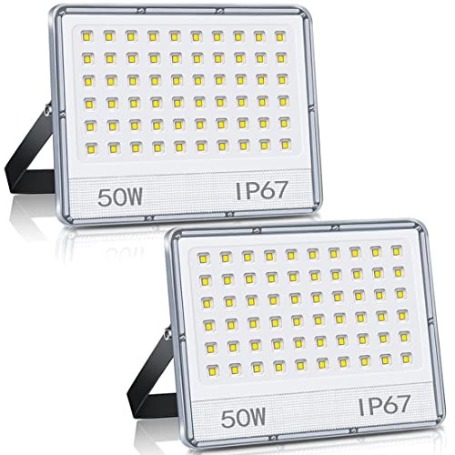 CREATESTAR LED Strahler 50W 2 Stück - IP65 Außenfluter 5000LM