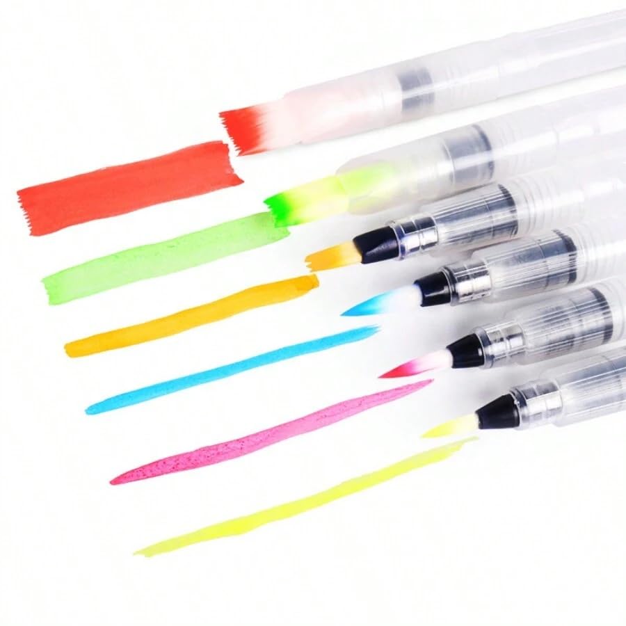 VIVITO | Brush Pen Set| - Watercolor Brushes for Painting, Calligraphy, and Drawing- | 6 Pieces | 3 point tip brushes| and | 3 flat tip brushes |