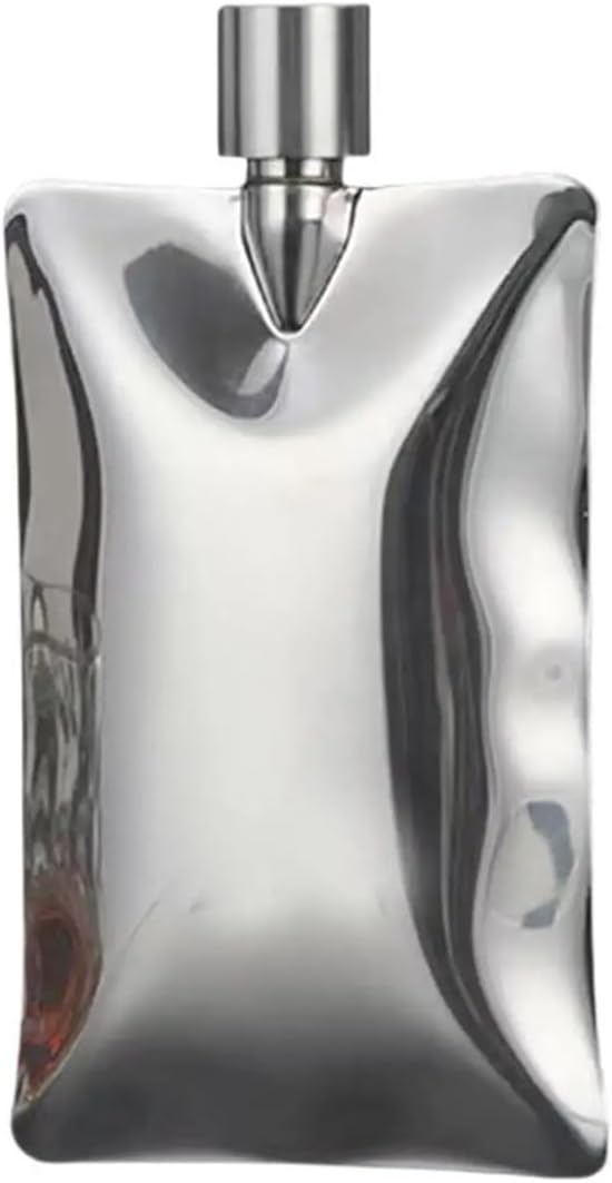 Hip Flask Stainless Steel Cover Pocket Flask Camping Home Hiking Gift Outdoor(Silver)