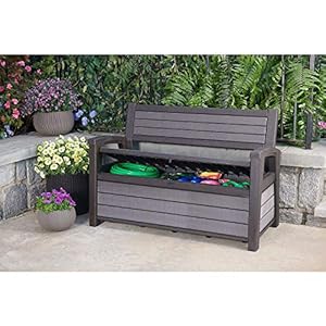 Keter Hudson 60 Gallon Plastic Resin Weather Resistant Outdoor Backyard Patio Storage Bench Deck Box, Grey Keter Hudson 60 Gallon Plastic Resin Weather Resistant Outdoor Backyard Patio Storage Bench Deck Box Grey