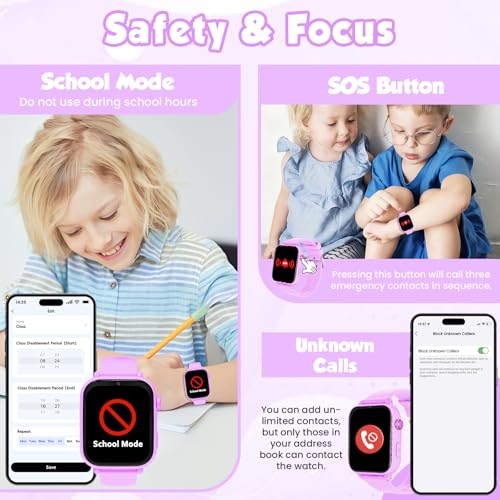 Image of MOKAST Kids Smart Watch Toys for Boys Girls - Children Watch for Kids 4-12 Years Touch Screen Watches with 15 Games Video Camera Music Player Alarm School Mode Education Birthday Gifts (4G Purple)