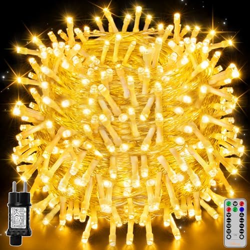 Catena Luminosa LED Avilia 100 Luci Bianco Caldo - 25 Metri Per Albero Di Natale, Camino, Finestre, Decorazioni Interne, Basso Consumo, Sicura