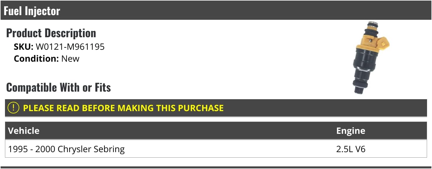Fuel Injector - Compatible with 1995-2000 Chrysler Sebring 2.5L V6