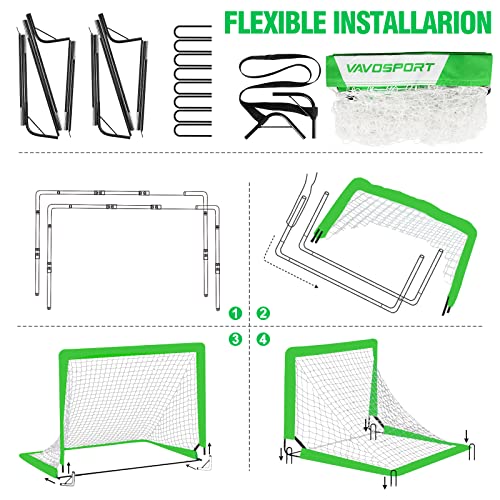 Image of Kids Soccer Goals for Backyard Set - 2 of 4' x 3' Portable Soccer Goal Training Equipment, Pop Up Toddler Soccer Net with Soccer Ball, Soccer Set for Kids and Youth Outdoor Games, Sports, Play