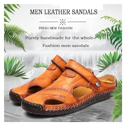 Large Size Soft Leather Men's Breathable Outdoor Sandals - Summer Beach Slip-on Slipper Slides for Hiking and Trekking2