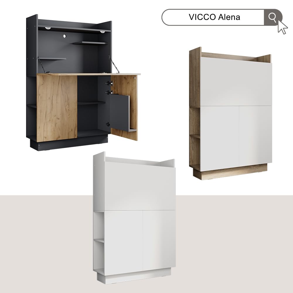 Vicco Scrivania Alena, Bianco, 85 x 27 cm | adatto per lavorare in modo salvaspazio e per un'organizzazione ordinata