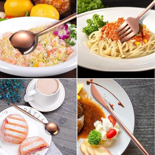 Image of Rosegold Silverware Set | Satin Finish French Style 24-Piece Stainless Steel Flatware Set with Giftable Box | Dishwasher Safe Tableware for Home, Restaurant & Corporate Gifting