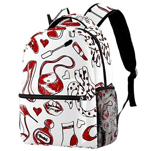 Sac à dos léger motif rouge pour livre scolaire de fille et garçon parfait pour le collège