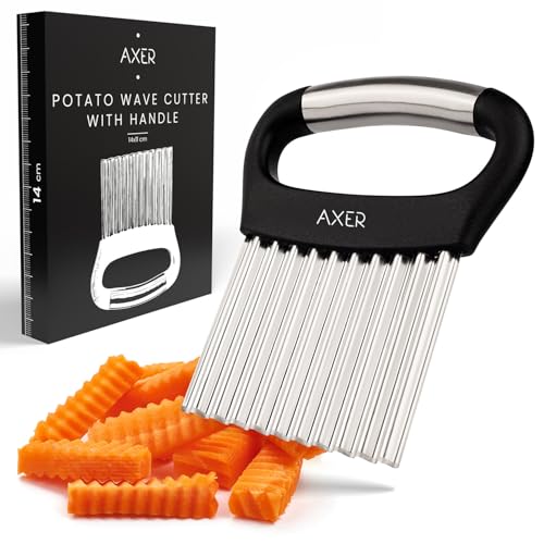 Axer Coupe Pomme de Terre Ondulée à Main - Couteau Ondulé pour Légumes et Fruits - Coupe Frite Professionnel Tranchant - Decoupe Legumes Manuel -...