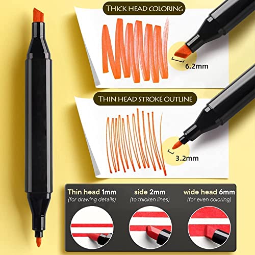 Image of Finaxo 24 Colors Art Markers Sketch Pen Dual Tip Artist Art Marker Vibrant Colors Set For Coloring Sketching Drawing Painting,Twin Head Permanent Sketch Markers Pen With Carry Case,Multicolor
