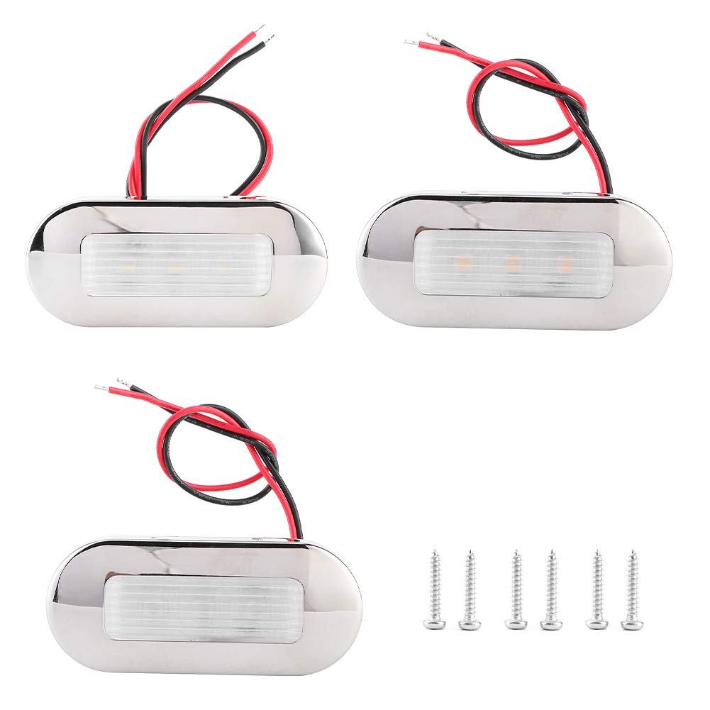 Lampada per scale 12V DC LED Passerella Luce di cortesia Forma ovale Ci sono tre perle di lampada in una lampada IP67 Impermeabile per Marine Boat RV(caldo)