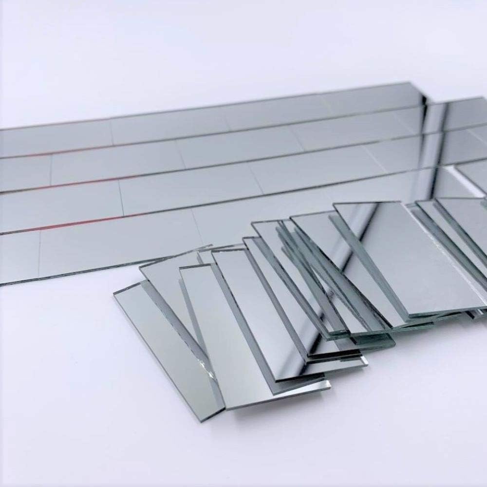 NUORUI 1" x 2" Glass Mosaic Rectangles Brick-Shaped Mirror Mosaic Tiles (Pack of 60) (25 x 50 mm)