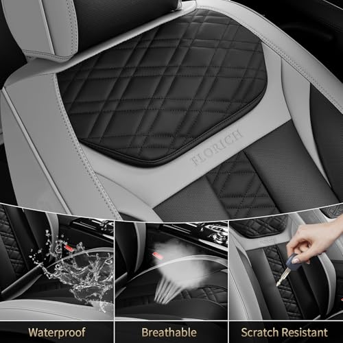Image of FLORICH Seat Covers, Front Seat Covers 2 PCs, Automotive Seat Cover for Cars, Luxury Leather Universal Seat Cover Accessories Fit for Most Cars SUV Truck Sedans(Grey)