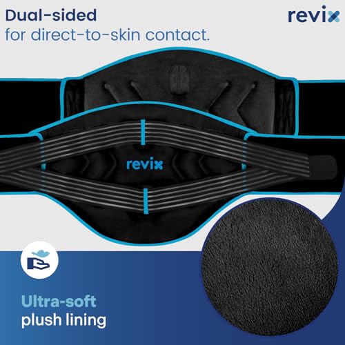 Image of REVIX Compression Ice Pack for Back, Reusable Lower Back Ice Pack with Dual Support Belts, Wearable Snug-Fit Cold Therapy Lumbar Brace for Lower Back, Sciatic Nerve, Muscle Relaxation