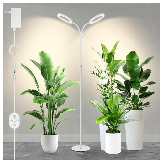Große 24V LED Pflanzenlampe für Innen, vollspektrum mit 660 nm Rot, LUMILEDS Grow Light, 2×16 cm Lampen mit Timer & Dimmung, höhenverstellbar 56–178 cm, 22 cm Basis, 30 W, 320 µmol/m²/s @15 cm, K30-W