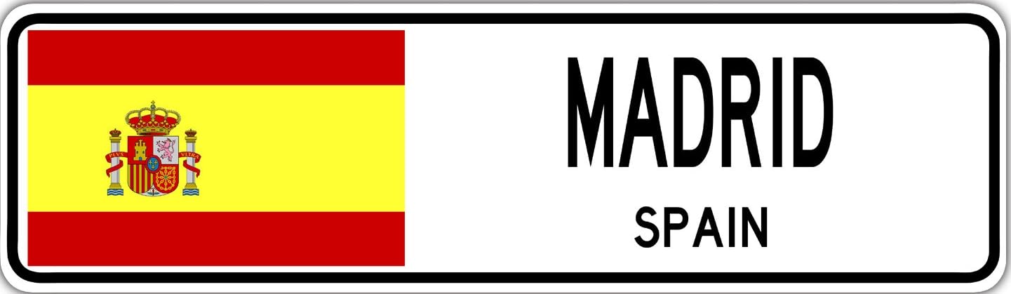 Madrid Spain Street Spaniard Flag City Country Wall Gift Metal Sign