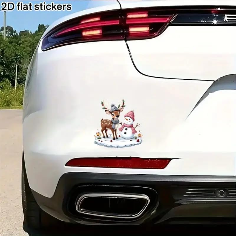 Snowman Reindeer Through Wall PVC Vinyl Car Decals Stickers Waterproof Self-Adhesive Decals for Cars, Laptops, Trucks, Motorcycles Wall Window Luggage Scratch Cover Door Decor Sticker - Image 5