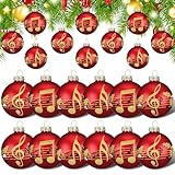 GlikCeil 12 Pcs Red Musical Christmas Ornament for Tree 2.4'' Music Notes Balls Music Themed Hanging Ornaments Musical Notes Christmas Ornament Gift Xmas Tree Decorations