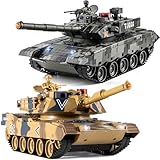 Supdex 1/24 RC Battle Tank Set, Remote Control US M1A2 Abrams and Chinese Type 99 Model Tank That Shoots for Kids and Adults, 2.4G Army Toy for Boys Age 6+ Year Old with Sound, Lights and Smoke