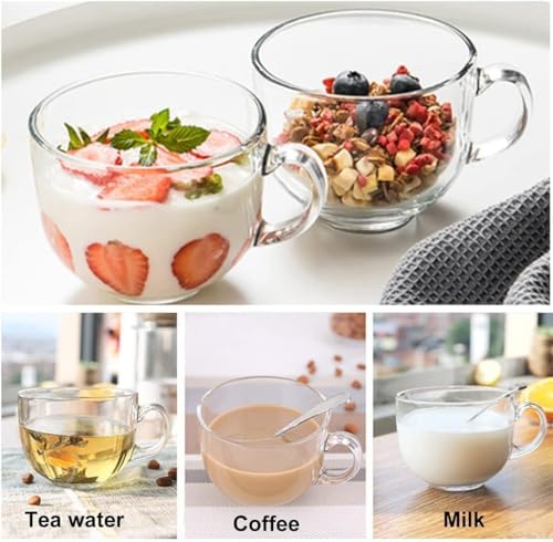 Image of 150ml Glass Tea Coffee Cup Set of 2 | Transparent Handle Glass Cups for Chai, Coffee, Milk | Heat Resistant Glassware for Home & Kitchen Use
