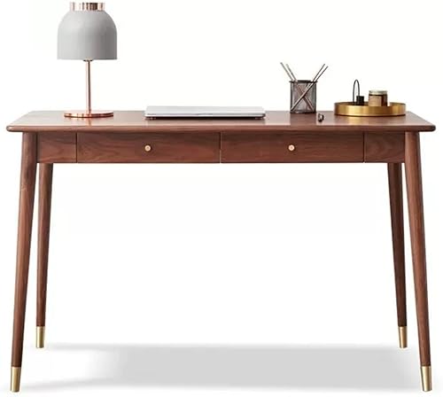 Escritorios de oficina de nogal para computadora escritorio de escritura con cajón mesa de oficina para el hogar sala de estar dormitorio estable y