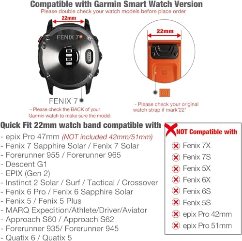 Image of Zitel Band Compatible with Garmin Fenix 8 AMOLED 47mm, Fenix E /7 /7 Pro, 6 /6 Pro, 5 /5 Plus, Forerunner 970 /965 /955, Epix Pro Gen 2 47mm - QuickFit 22mm Nylon Sport Strap