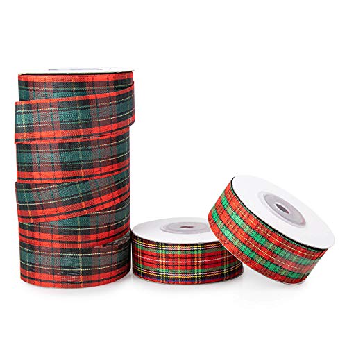 75 Yards Plaid Christmas Ribbon, Sofire 3 Rolls 3 Patterns 1 Inch Wide Fabric Christmas Gift Wrapping Ribbon (3) #TOP3