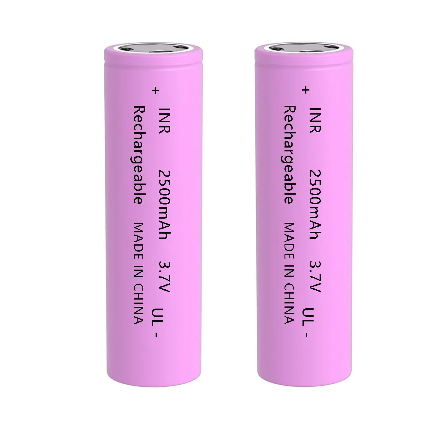 Yuntunele 18650 Rechargeable Battery 3.7V High Capacity Genuine18650 Flat Top Flashlight Battery Green for Headlamp, LED Flashlight Pink
