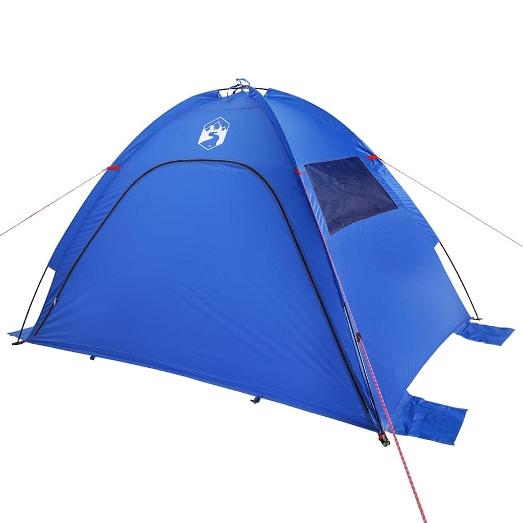 Tenda da spiaggia grigia, 210 x 150 x 130 cm, tenda parasole per spiaggia e giardino, tenda leggera con 2 ingressi, 2 finestre a rete, 4 sacchi di sabbia, picchetti e borsa per il trasporto