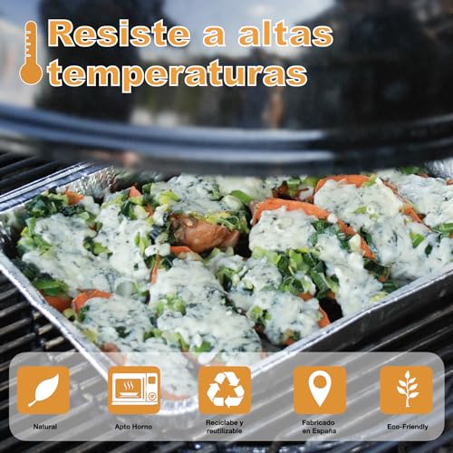 Miniatura 4 de Vescel Pack 25 Bandejas Rectangulares De Aluminio De 680 Ml Con Tapas Horno, Congelador Y Transporte Caja Expositora Incluida Reutilizables O Desechables