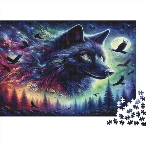 Puzzle de 1000 piezas de lobo en escenario nocturno, el regalo perfecto