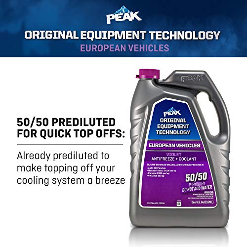 Peak Oet Extended Life Violet 50/50 Prediluted Antifreeze/Coolant For European Vehicles, 1 Gal. #TOP4