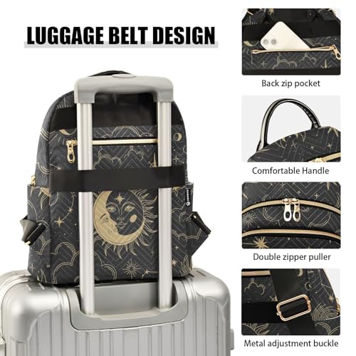 Image of ALAZA Sun Moon Stars Constellations Witchery Mini Backpack Purse for Women Travel Bag Fashion Daypack Back Pack Shoulder Bag