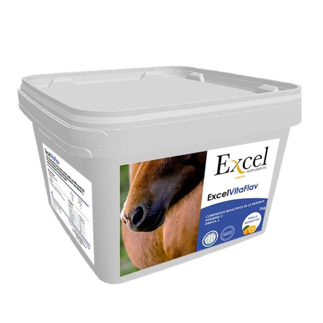 Excel Supplements VITAFLAV - Suplemento Alimenticio para Caballos | Mejora la Capacidad de respiración del Caballo | Aumenta el Rendimiento | Cuidado del Caballo | 1KG