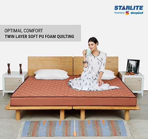 Image of Sleepwell Starlite Glamour 5-inch Extra Firm Queen Size Mattress (78*60*5 Inches Rebonded Foam)