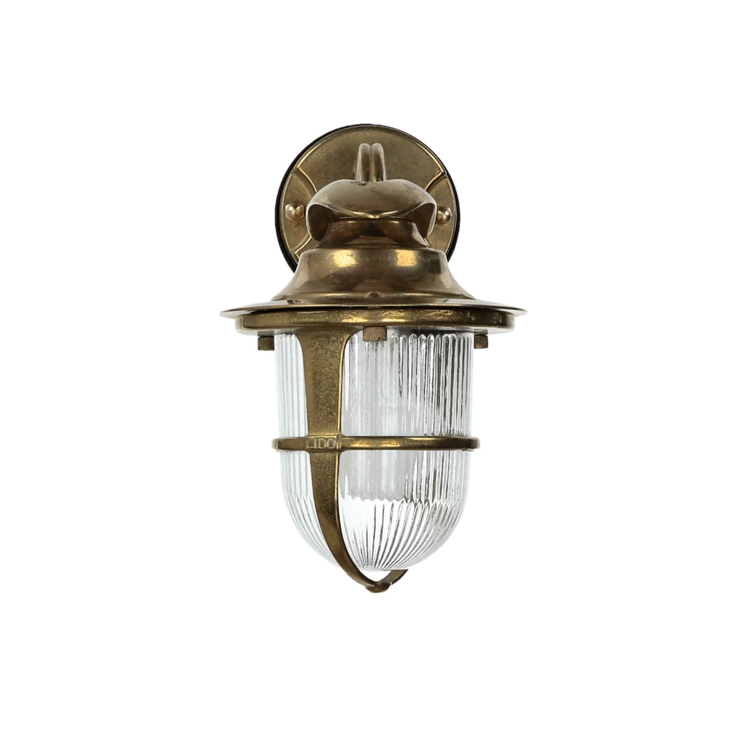 Applique da esterno in ottone vetro rigato in ottone IP64 terrazza casa D: 20 cm E27 max 18W Lanterna rustica Lampada da esterno marittima da giardino