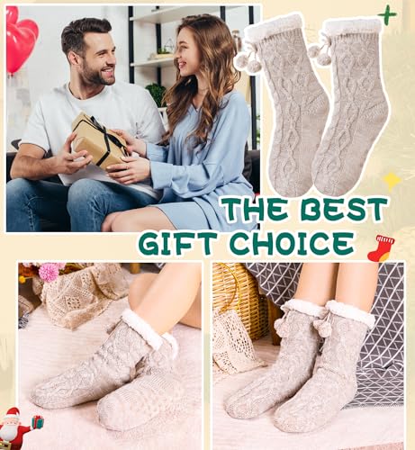 Eyean Womens Fuzzy Slipper Socks Winter Non Slip Thermal Fluffy Soft Fleece Lining Warm Home Grippers Socks 5