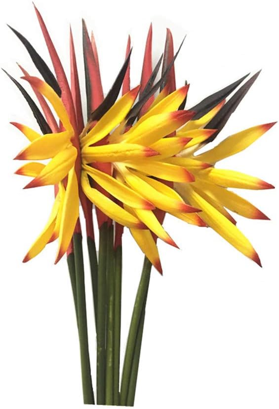 Medium Bird of Paradise 23 Inch,Artificial Flowers Outdoor UV Resistant No Fade Fake Plastic Plants, Artificial Flower Plants Small Flower Arrangement for Home Office 8 Pcs (Yellow)